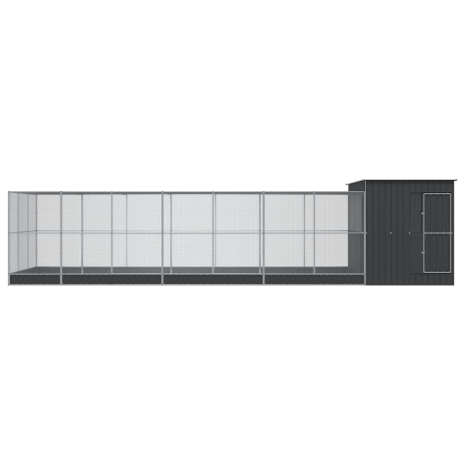 Voliera de păsări cu extensie, argintiu, 911x303x216 cm, oțel - 2 | YEO