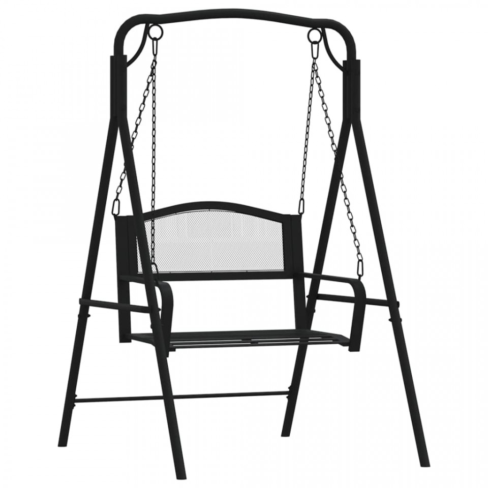 Bancă balansoar, negru, 124 cm, oțel - 1 | YEO