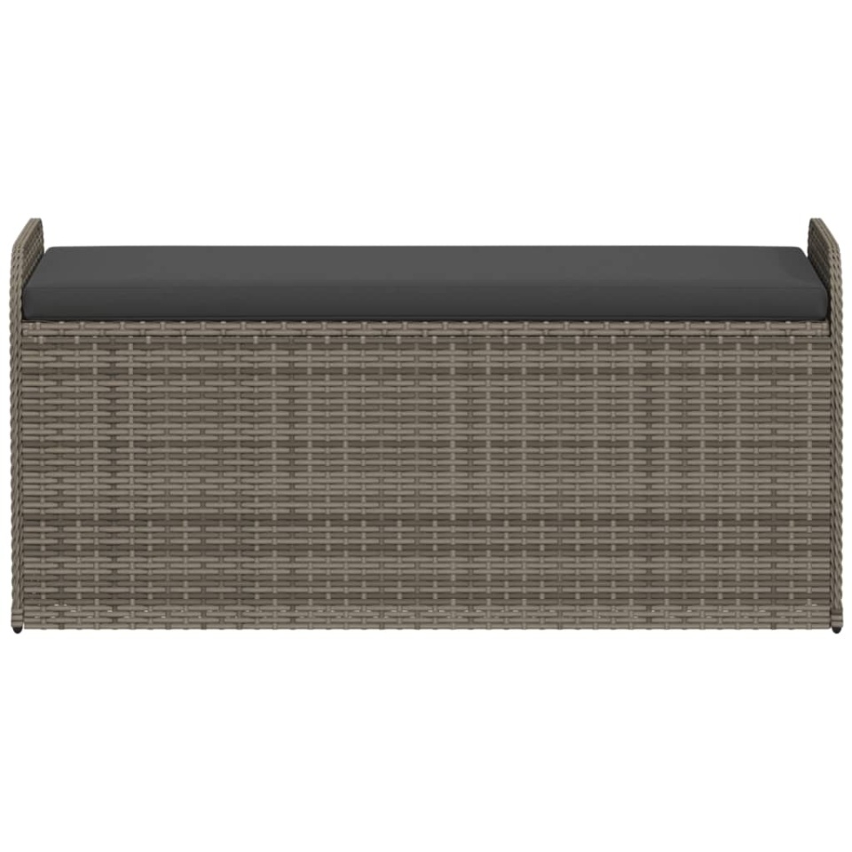 Bancă de depozitare cu pernă, gri, 115x51x52 cm, poliratan - 3 | YEO