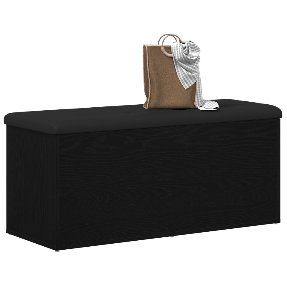 Bancă de depozitare Negru Stejar 100x40x45 cm Lemn stratificat - 2 | YEO