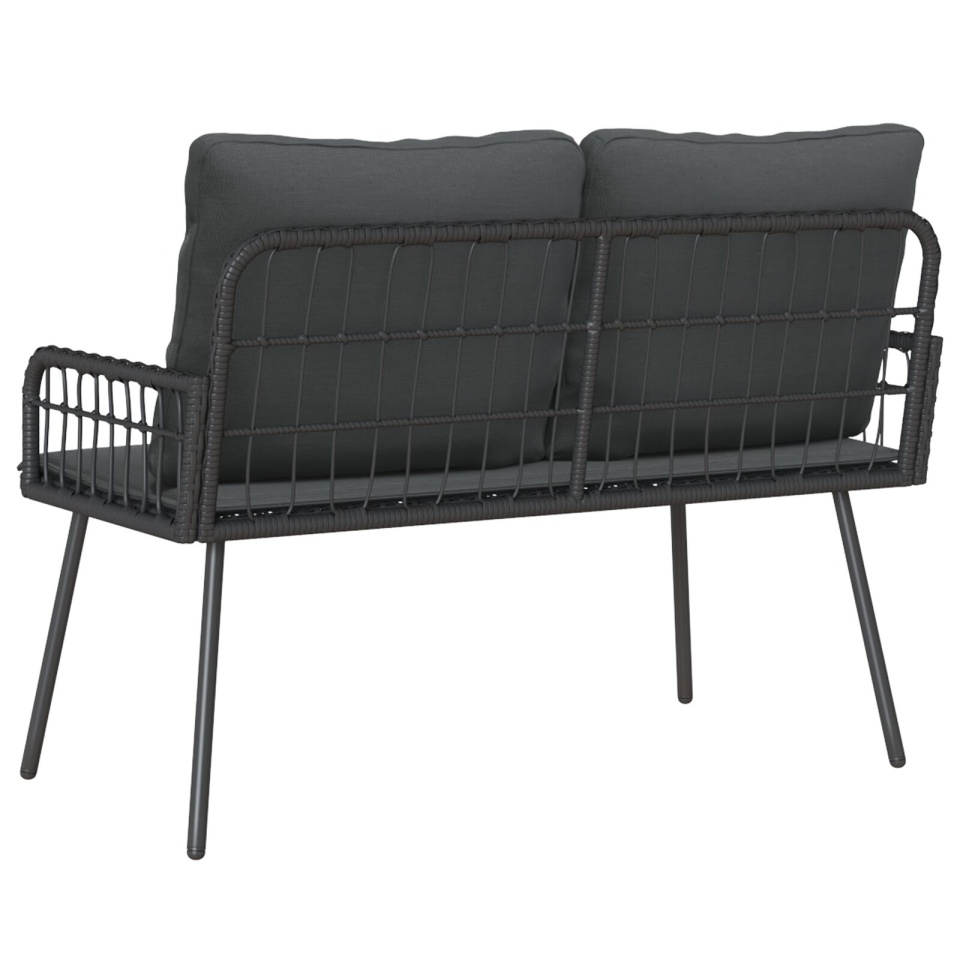 bancă de grădină Negru 114x64x78 cm Poliratan - 3 | YEO