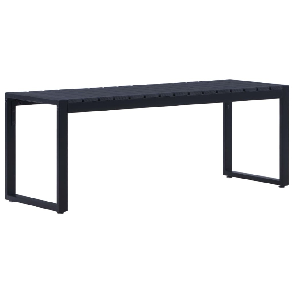 Bancă de grădină, negru, 120,5 cm, placă PS