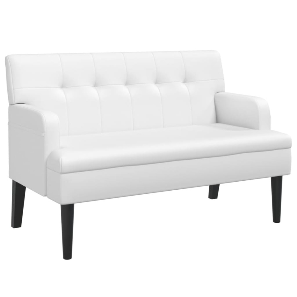 Banchetă cu spătar, alb, 112x65,5x75 cm piele ecologică - 1 | YEO