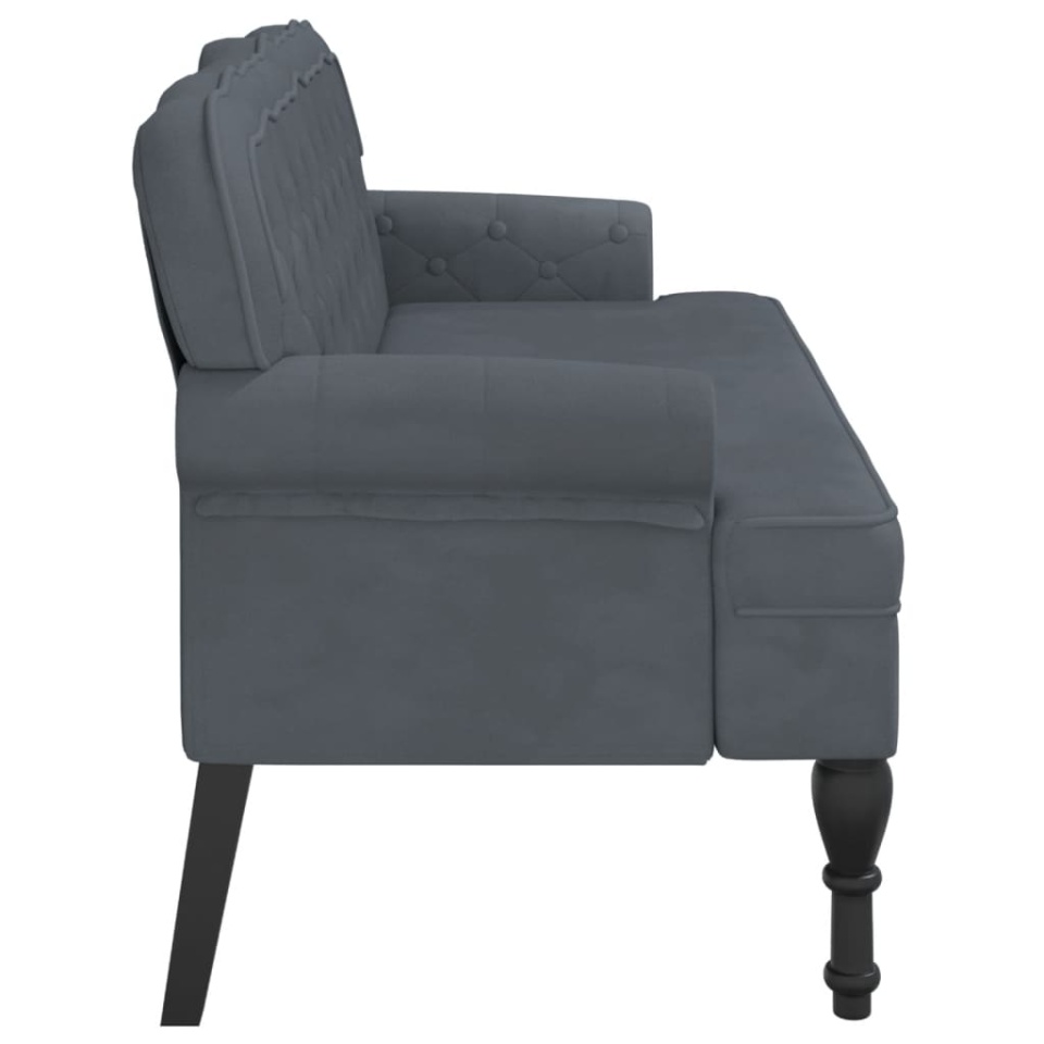 Banchetă cu spătar, gri închis, 119,5x64,5x75 cm, catifea - 3 | YEO