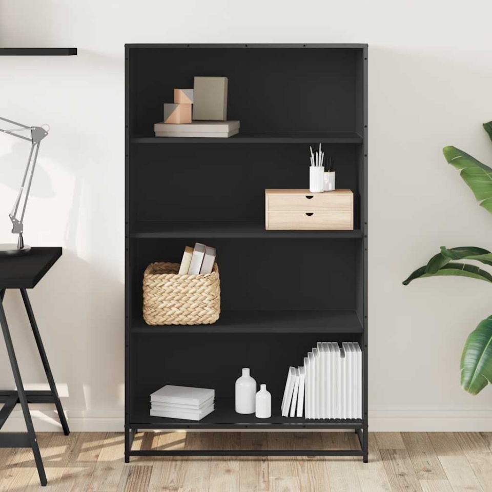 Bibliotecă, negru, 80,5x35x139 cm, lemn prelucrat - 2 | YEO