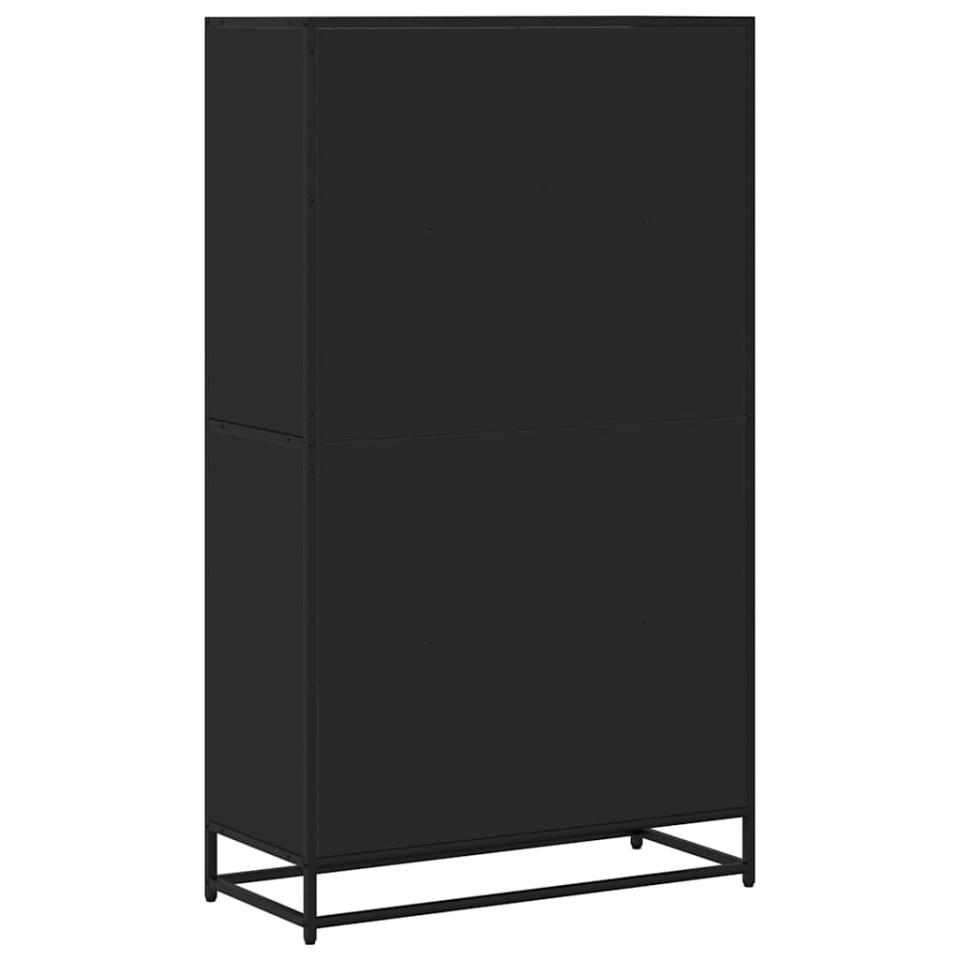 Bibliotecă, negru, 80,5x35x139 cm, lemn prelucrat - 4 | YEO