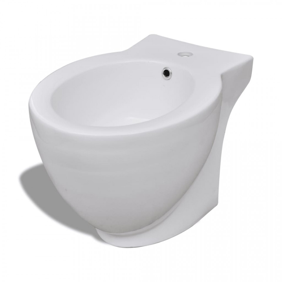 Bideu rotund pe pardoseală, ceramică calitate superioară, alb - 1 | YEO