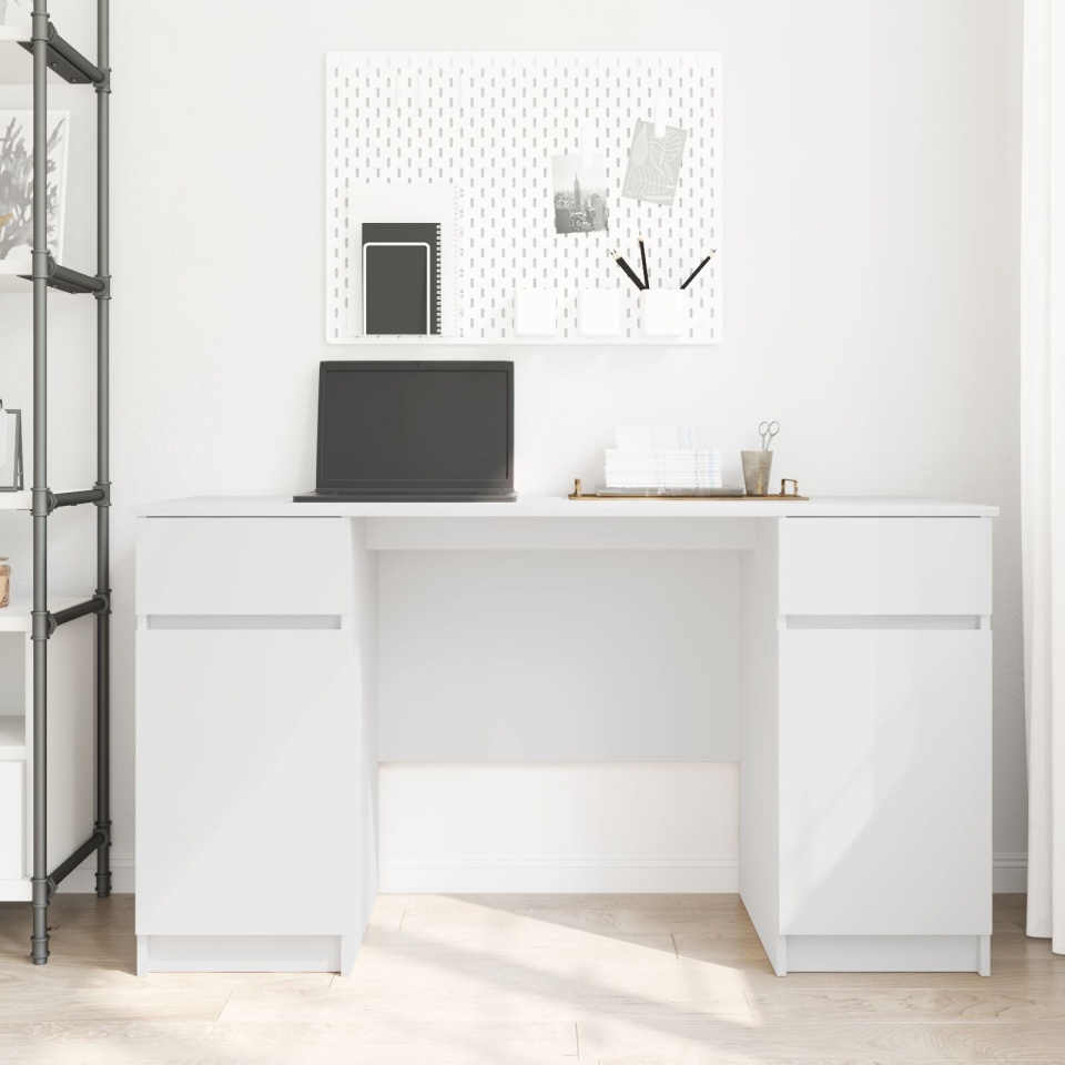 Birou, alb, 140x49x76 cm, lemn prelucrat - 3 | YEO