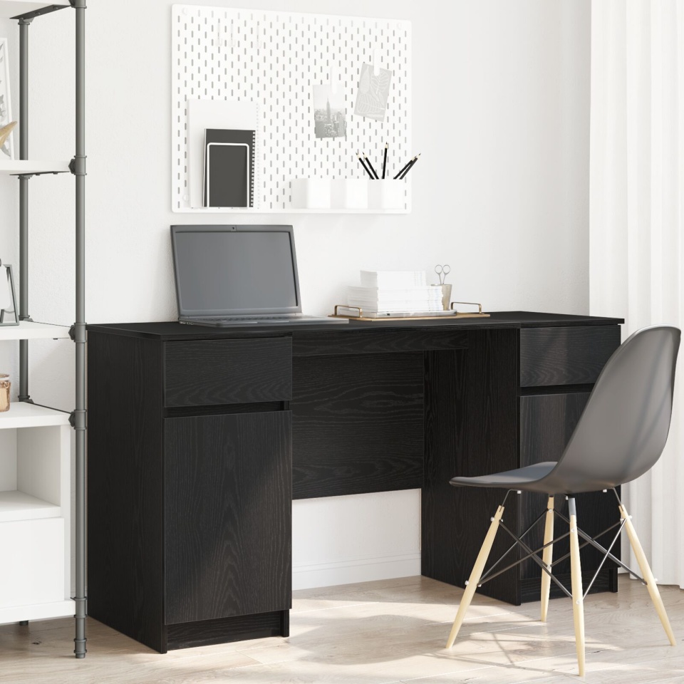 Birou, stejar negru, 140x49x76 cm, lemn prelucrat