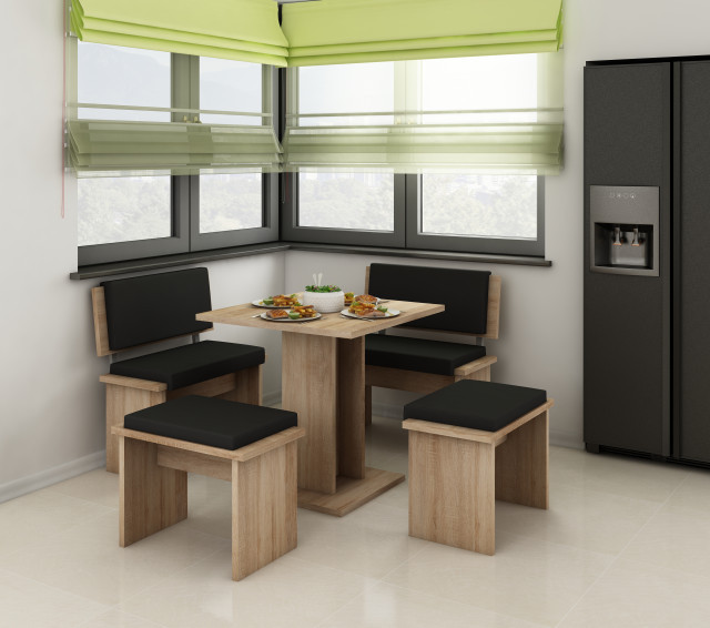 Bond (Set Mobilier Bucatarie Mic) Tk.Eco Black/S.Bright&