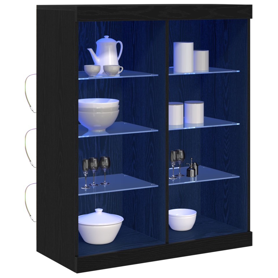 Bufet cu lumini LED Stejar Negru 41x37x100 cm - 2 | YEO