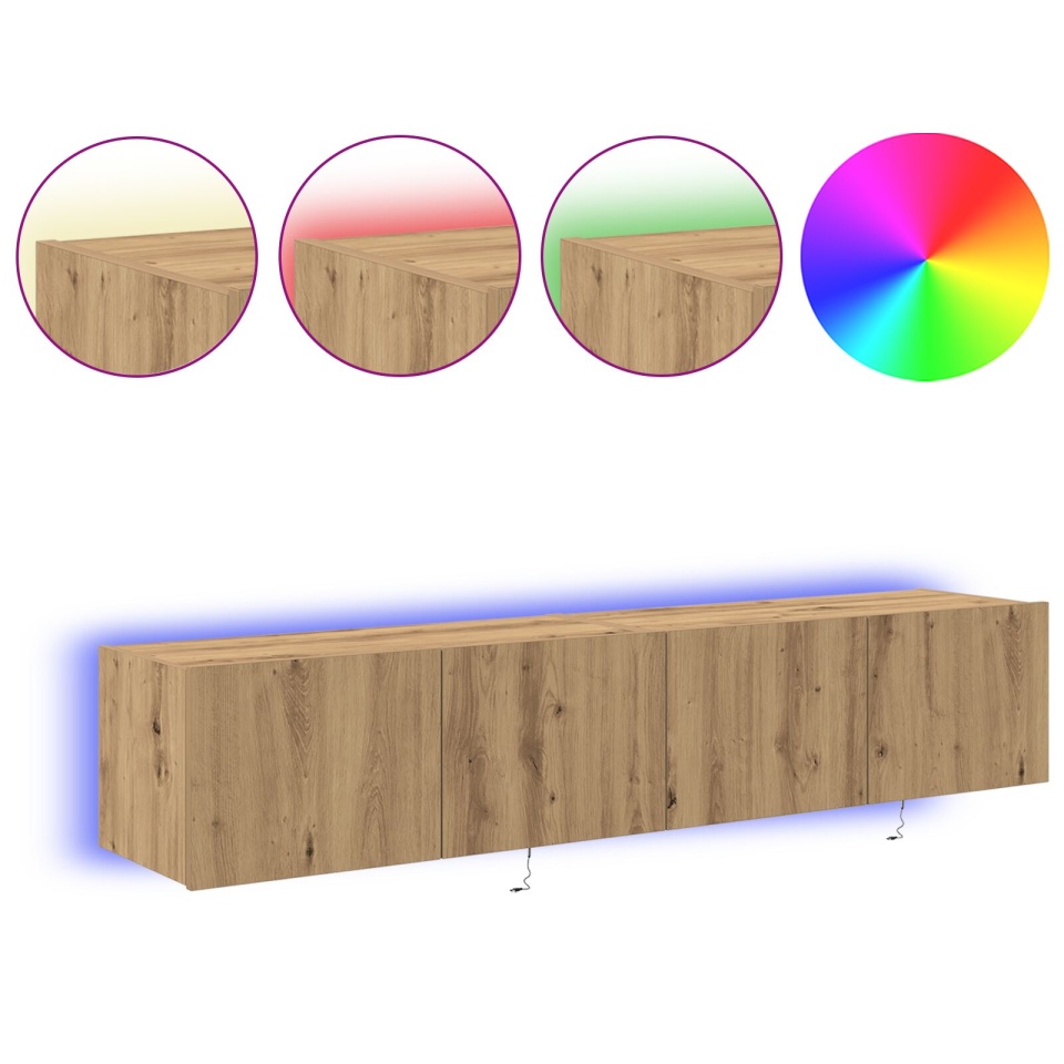 Cabinete TV cu lumini LED 2 buc Artisan Stejar 80x35x31 cm - 3 | YEO