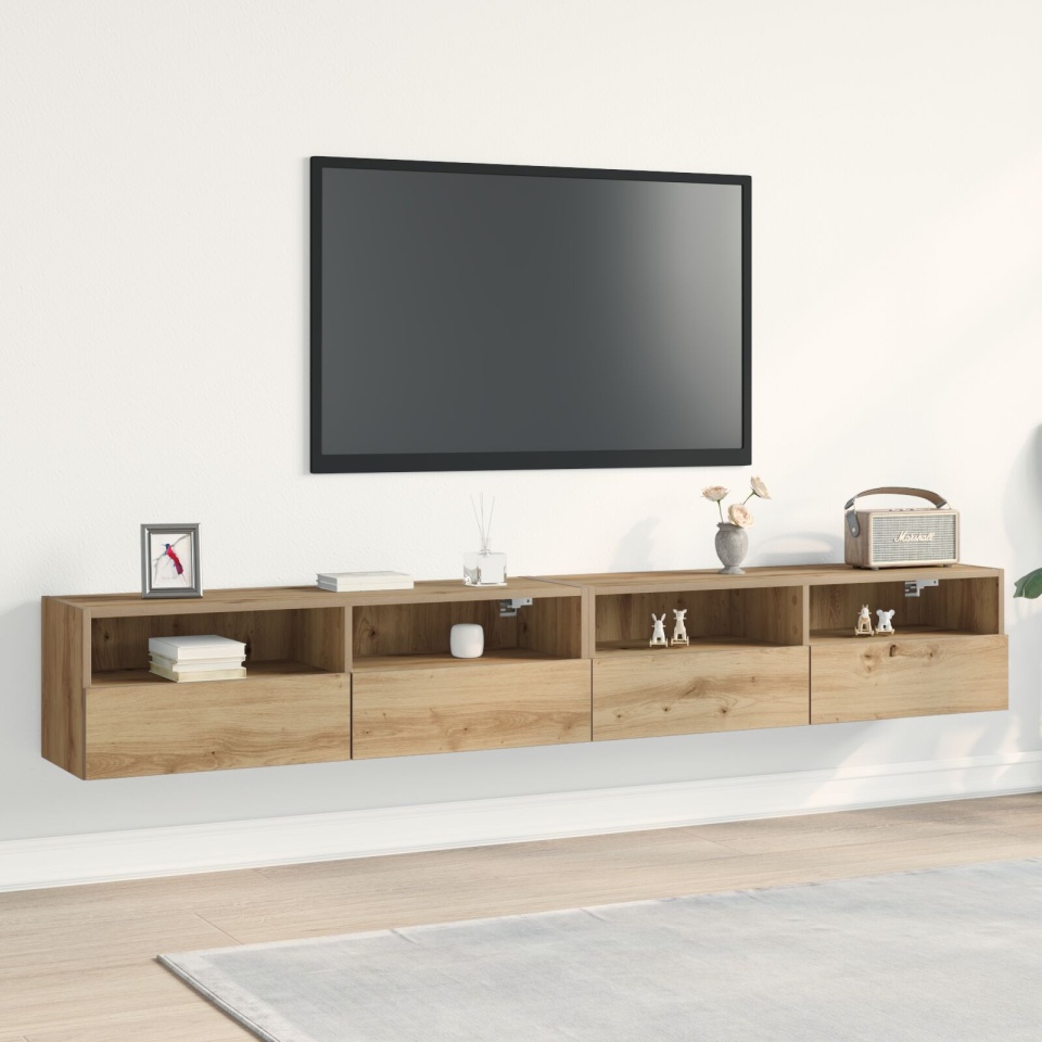 Cabluri TV 2 bucăți Stejar Artisan 100x30x30 cm Lemn prelucrat