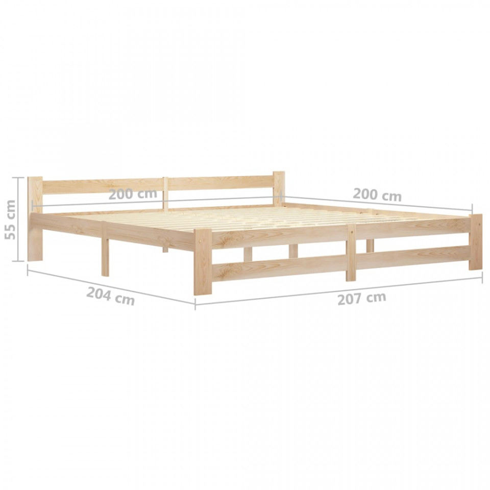 Cadru de pat, 200 x 200 cm, lemn masiv de pin