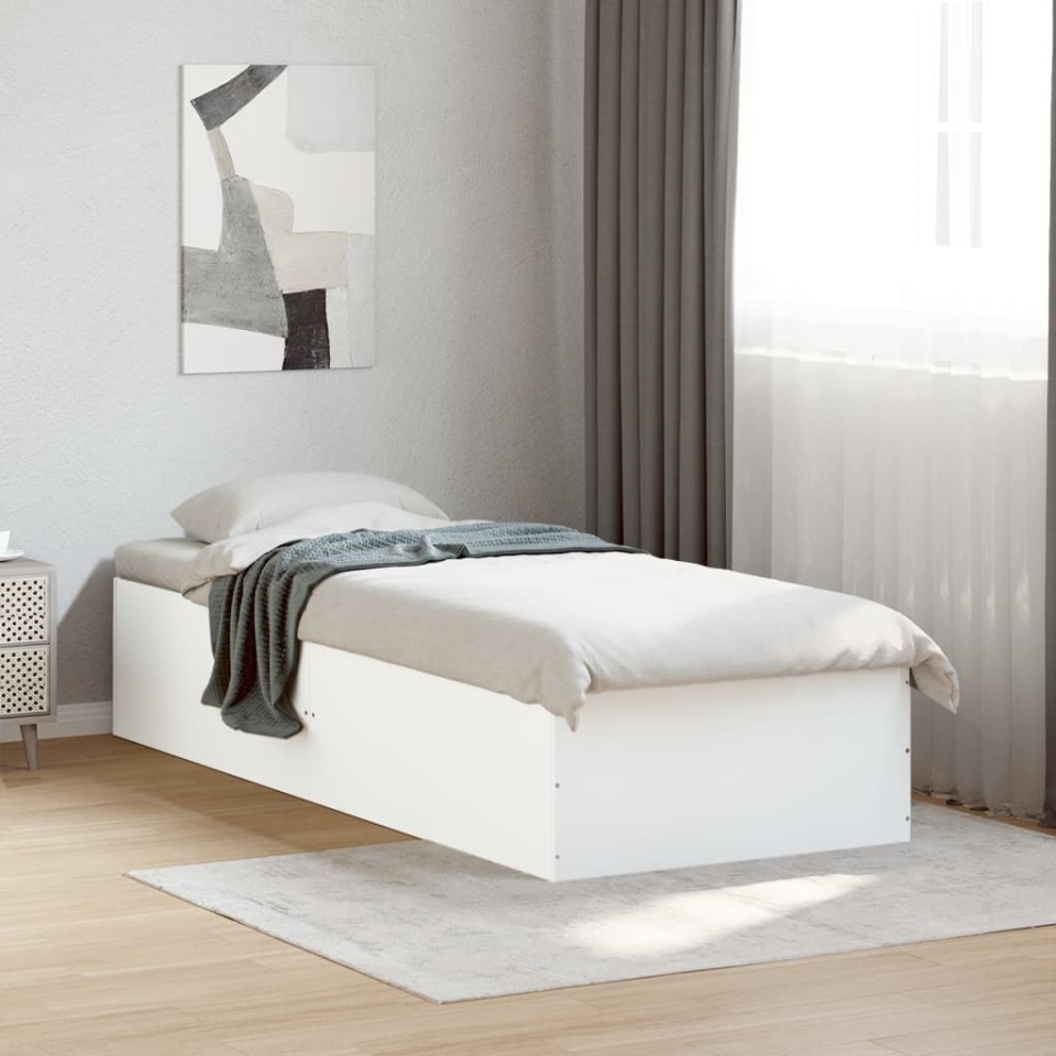 Cadru de pat, alb, 100x200 cm, lemn prelucrat