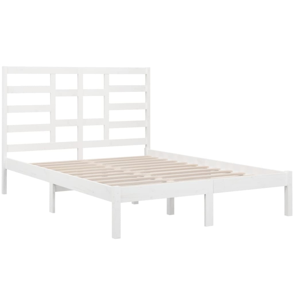 Cadru de pat, alb, 140x200 cm, lemn masiv - 3 | YEO
