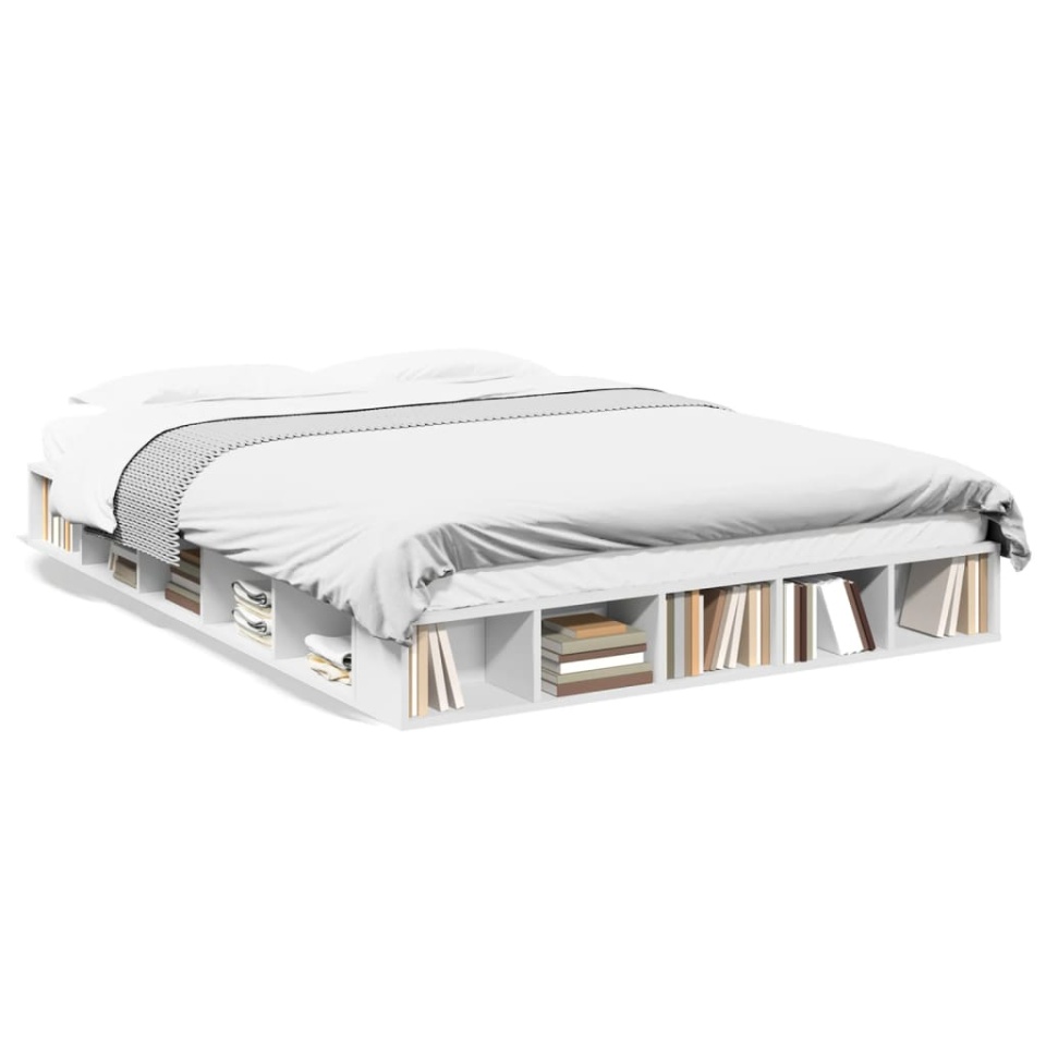 Cadru de pat, alb, 140x200 cm, lemn prelucrat - 1 | YEO