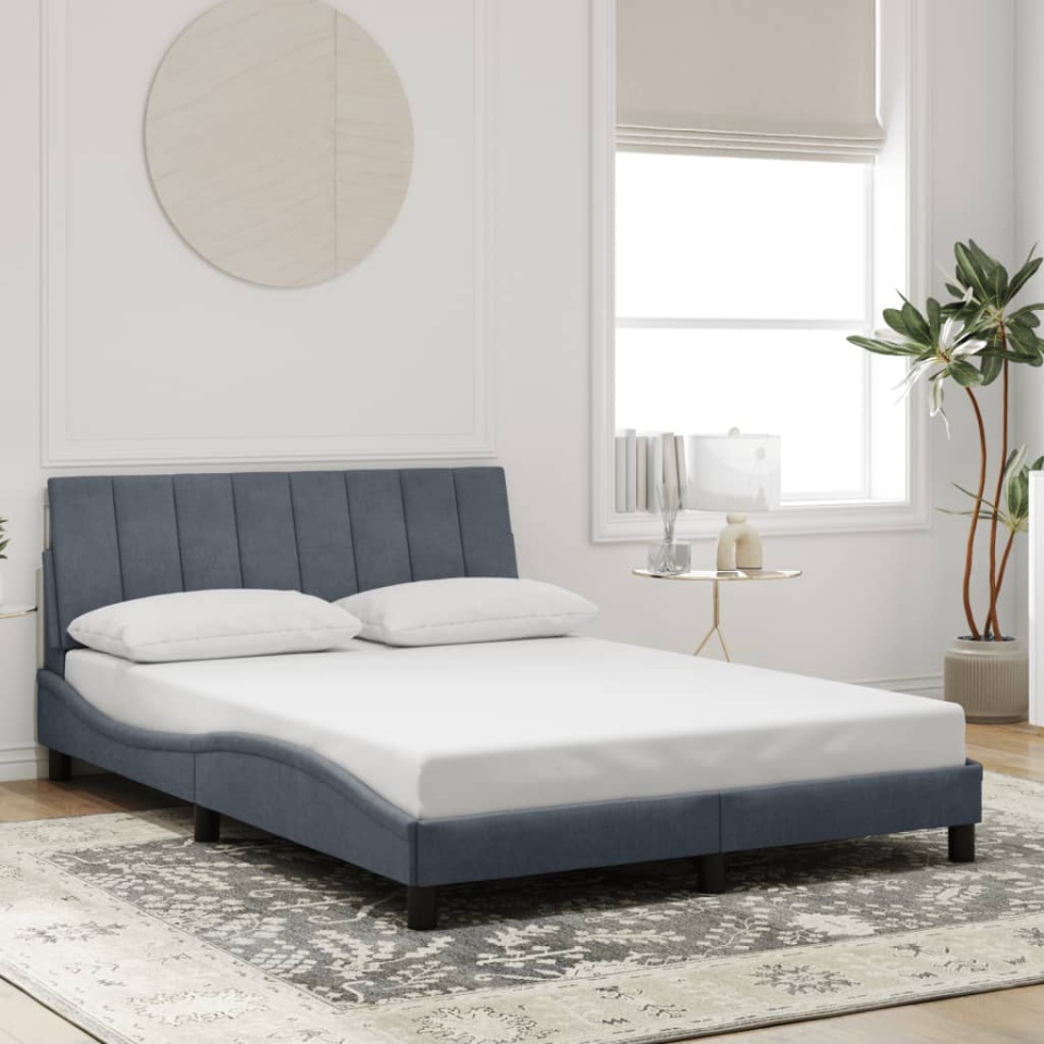 Cadru de pat cu lumini LED, gri închis, 140x200 cm, catifea - 3 | YEO