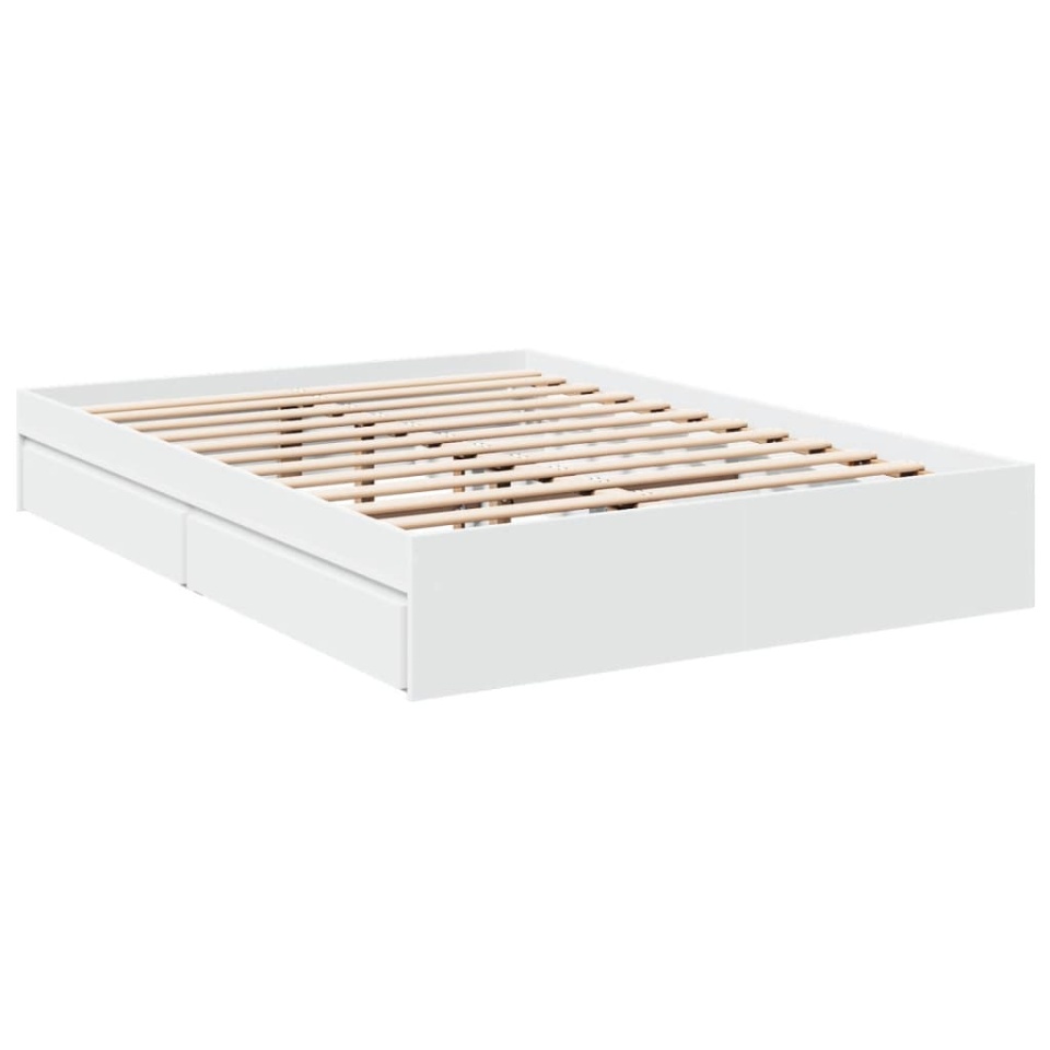 Cadru de pat cu sertare, alb, 120x200 cm, lemn prelucrat - 2 | YEO