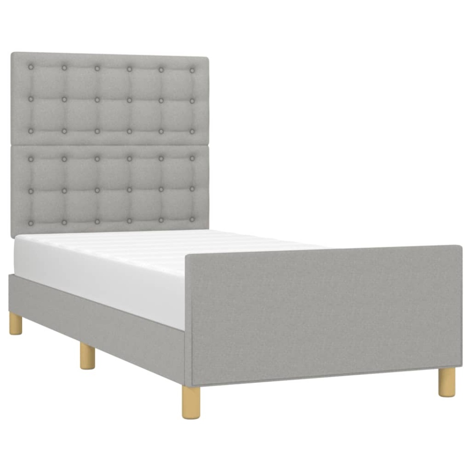 Cadru de pat cu tăblie, gri deschis, 90x190 cm, textil - 2 | YEO
