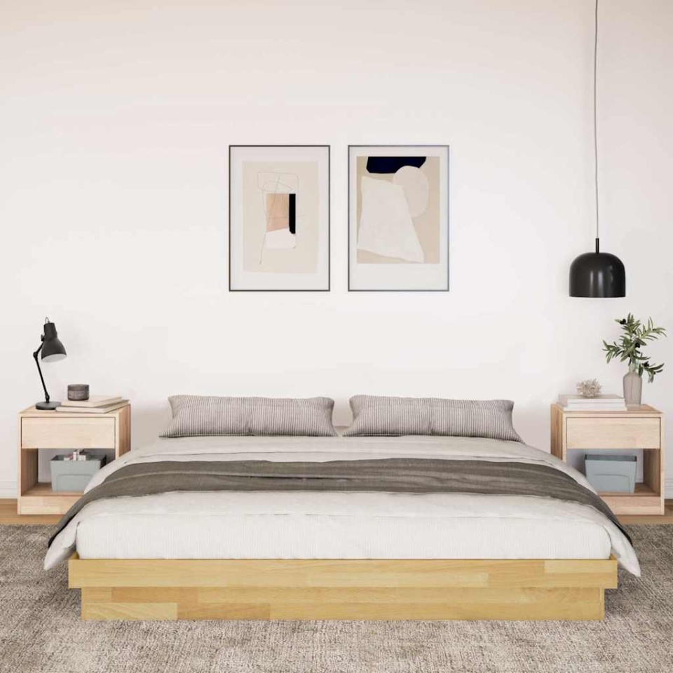 Cadru de pat fără saltea 200x200 cm din lemn masiv de stejar - 3 | YEO