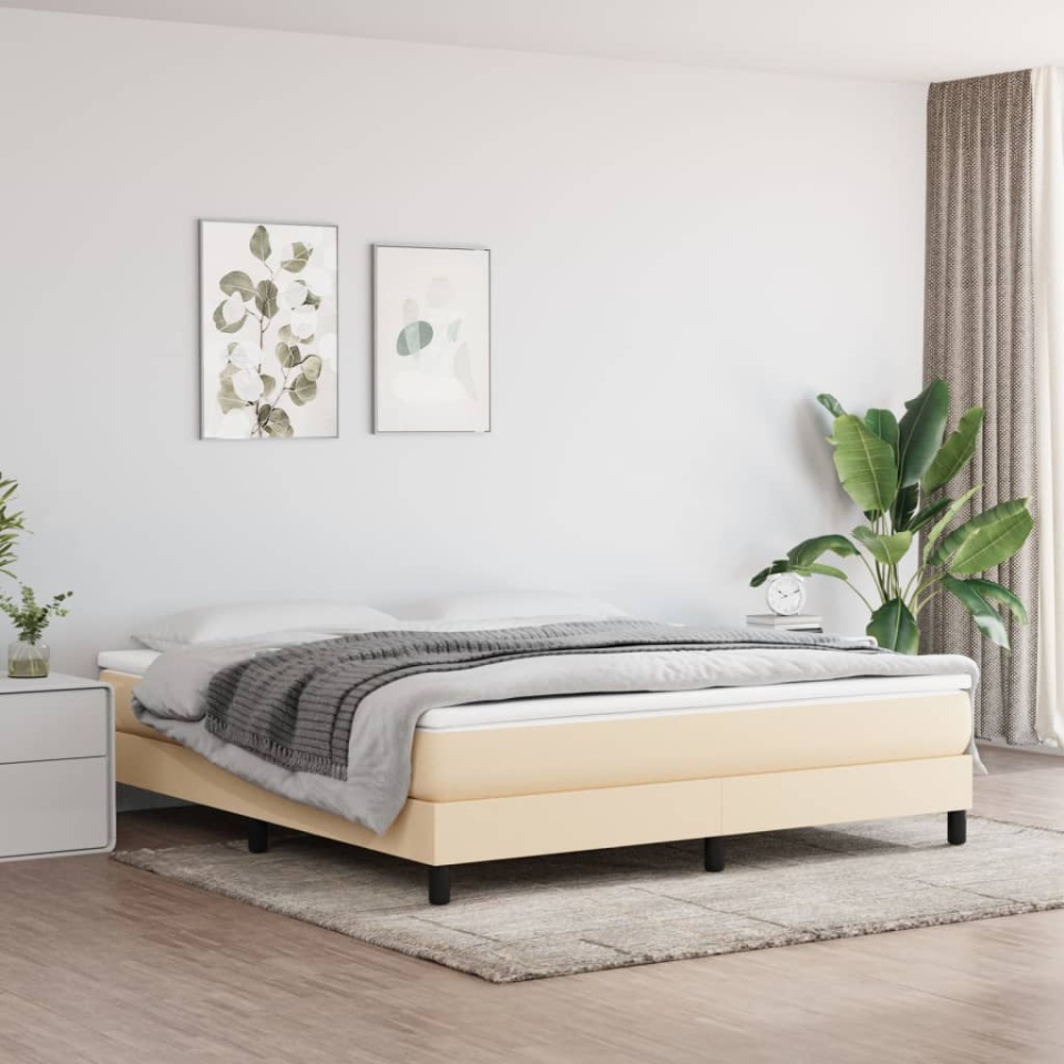 Cadru de pat fără saltea, crem, 160x200 cm, textil