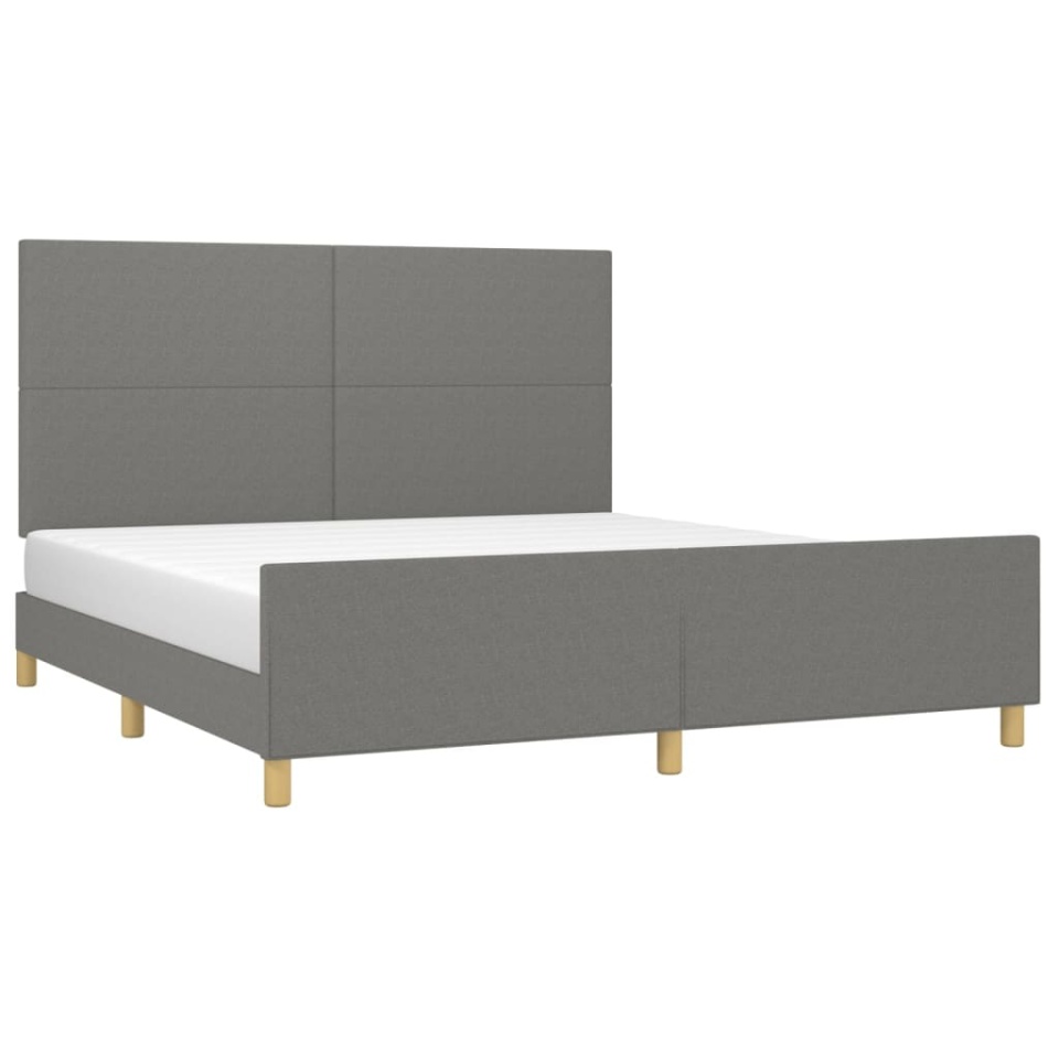 Cadru de pat fără saltea, gri închis, 160x200 cm, textil - 2 | YEO