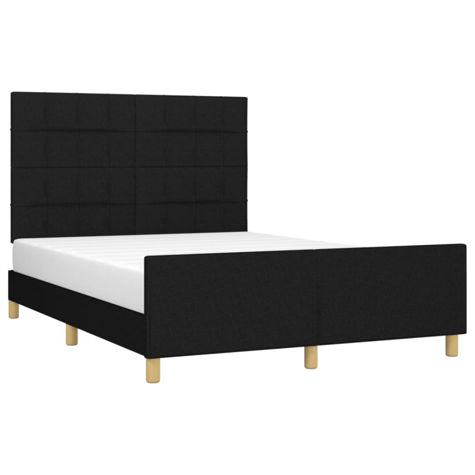 Cadru de pat fără saltea, negru, 140x190 cm, textil - 2 | YEO