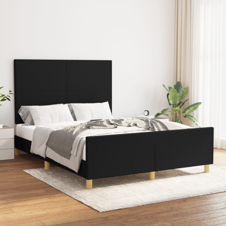 Cadru de pat fără saltea, negru, 140x190 cm, textil