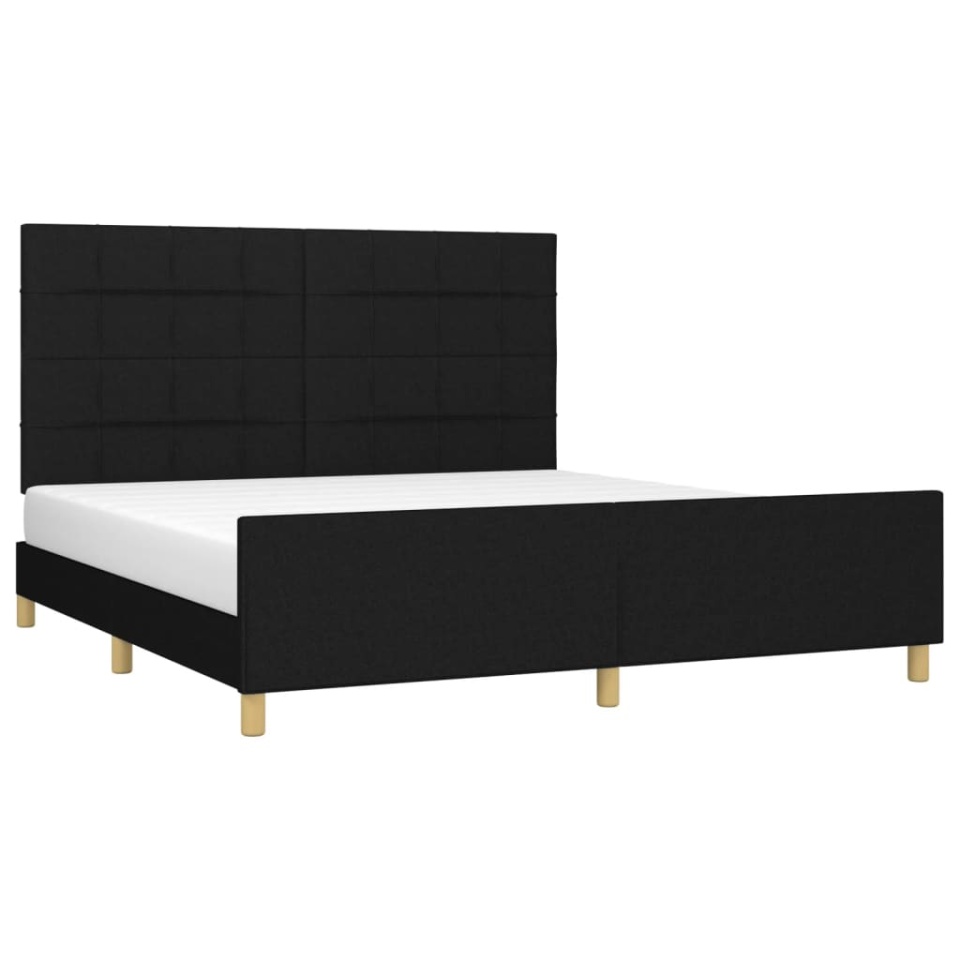 Cadru de pat fără saltea, negru, 160x200 cm, textil - 2 | YEO