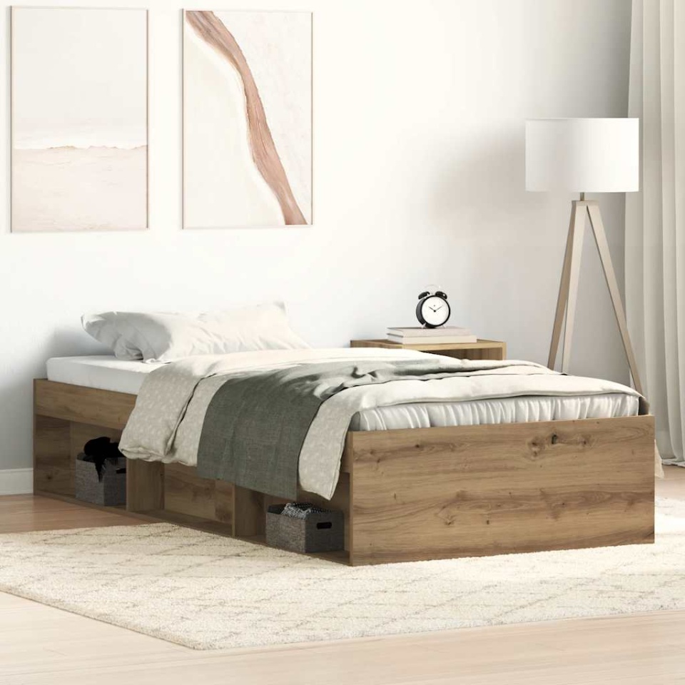 Cadru de pat fără saltea Stejar Artisan 75x190cm Lemn prelucrat