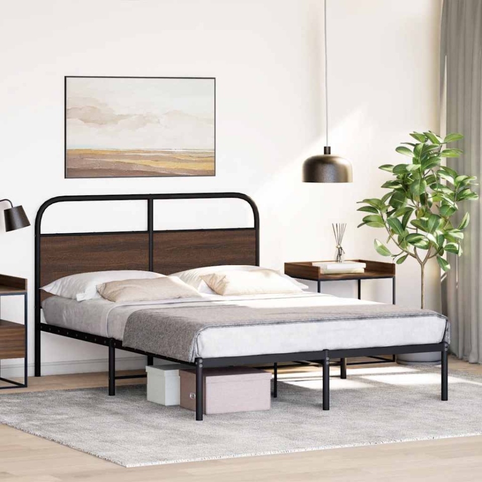 Cadru de pat fără saltea stejar maro 140x200 cm Lemn prelucrat - 3 | YEO