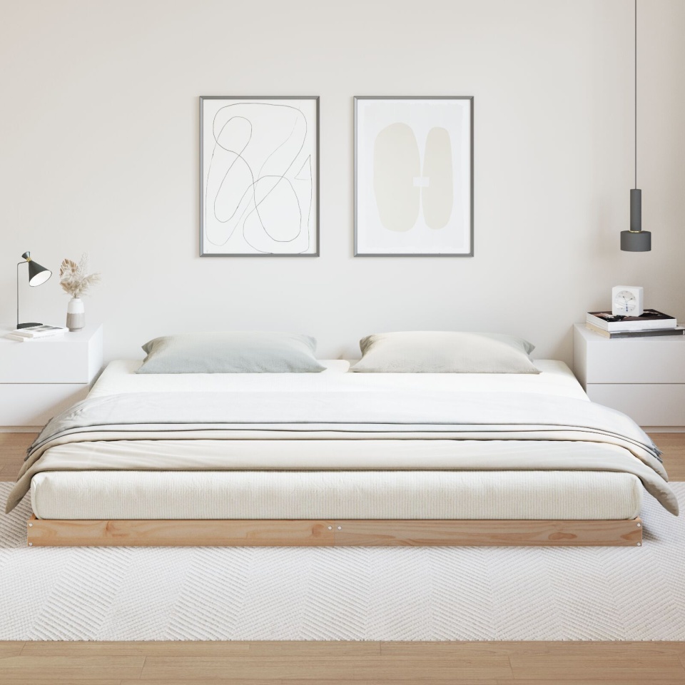 Cadru de Pat Lemn Natural Lemn Masiv de Pin 180 x 220 cm Durabil - 3 | YEO