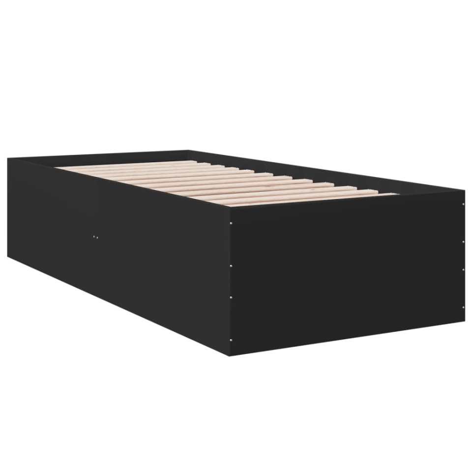 Cadru de pat, negru, 90x200 cm, lemn prelucrat - 2 | YEO