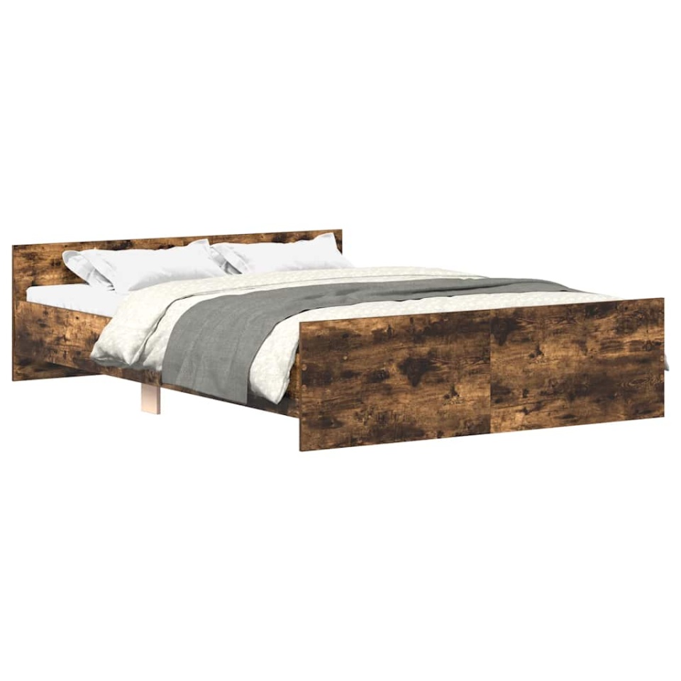 Cadru pat cu tăblie la cap/picioare, stejar fumuriu, 135x190 cm - 1 | YEO