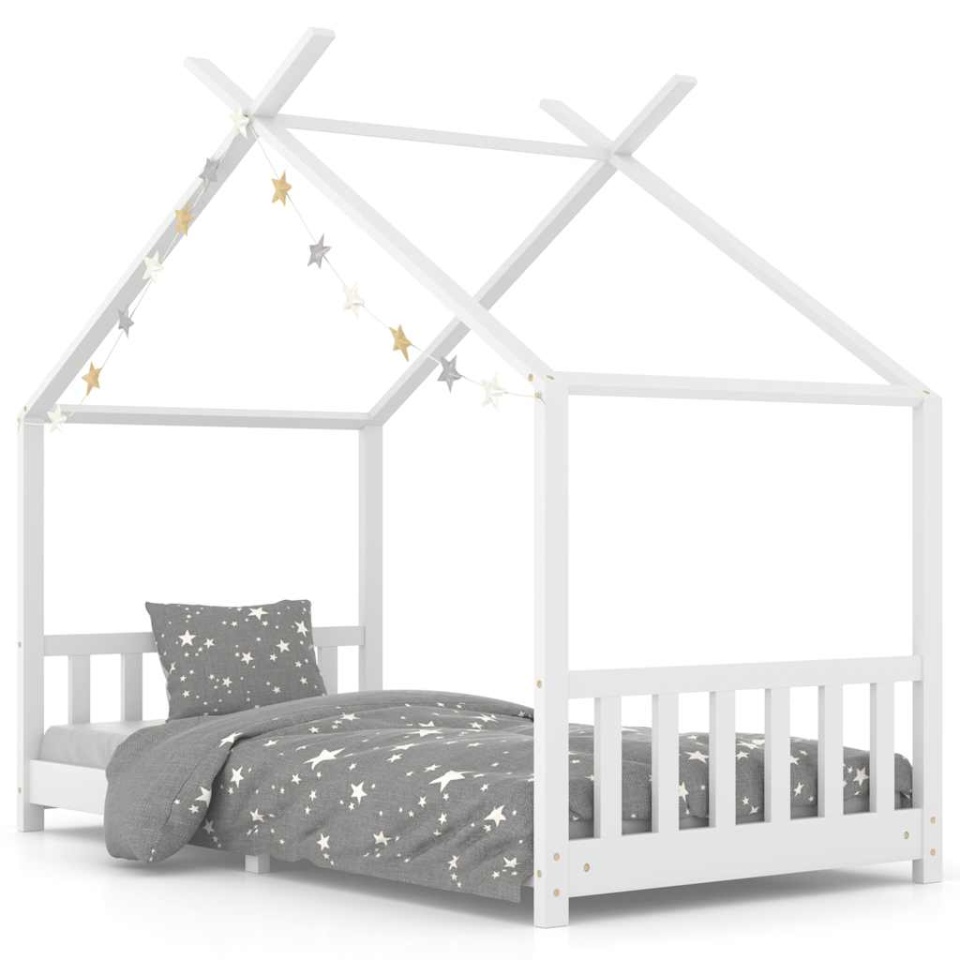Cadru pat de copii, alb, 90 x 200 cm, lemn masiv de pin - 1 | YEO
