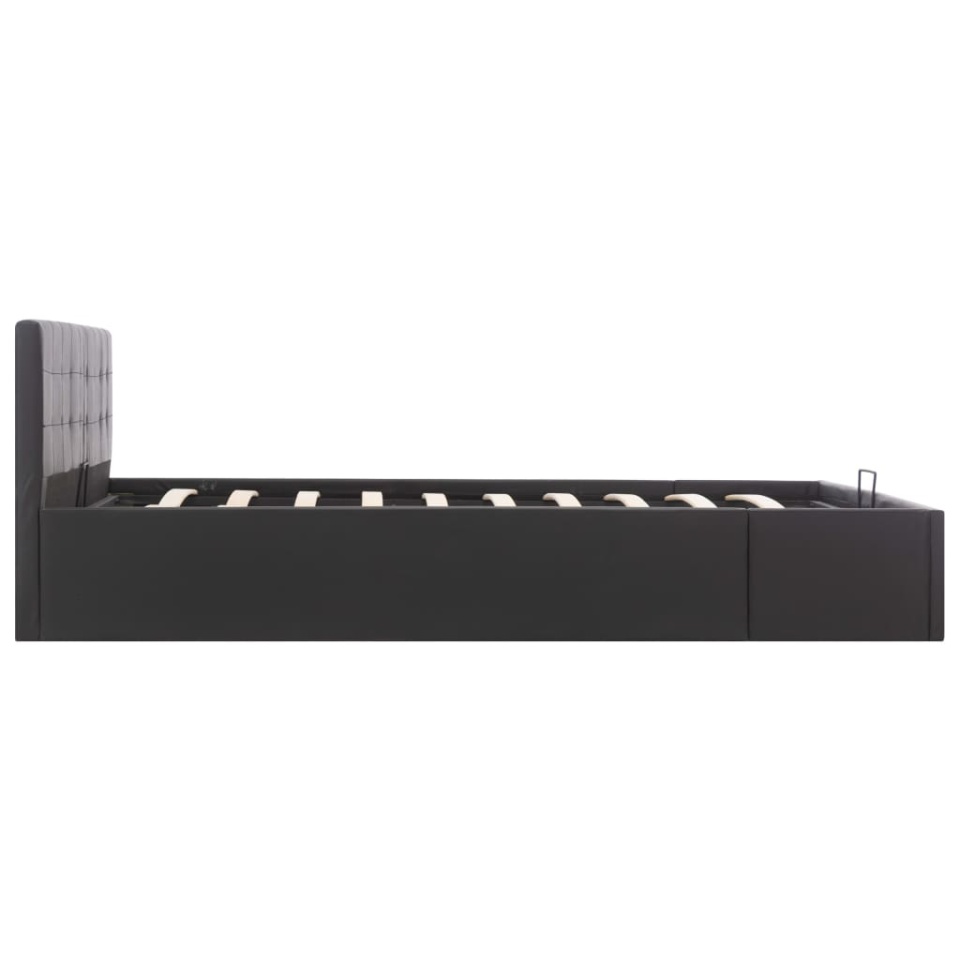 Cadru pat hidraulic, depozitare, negru 160 x 200 cm, piele eco - 3 | YEO