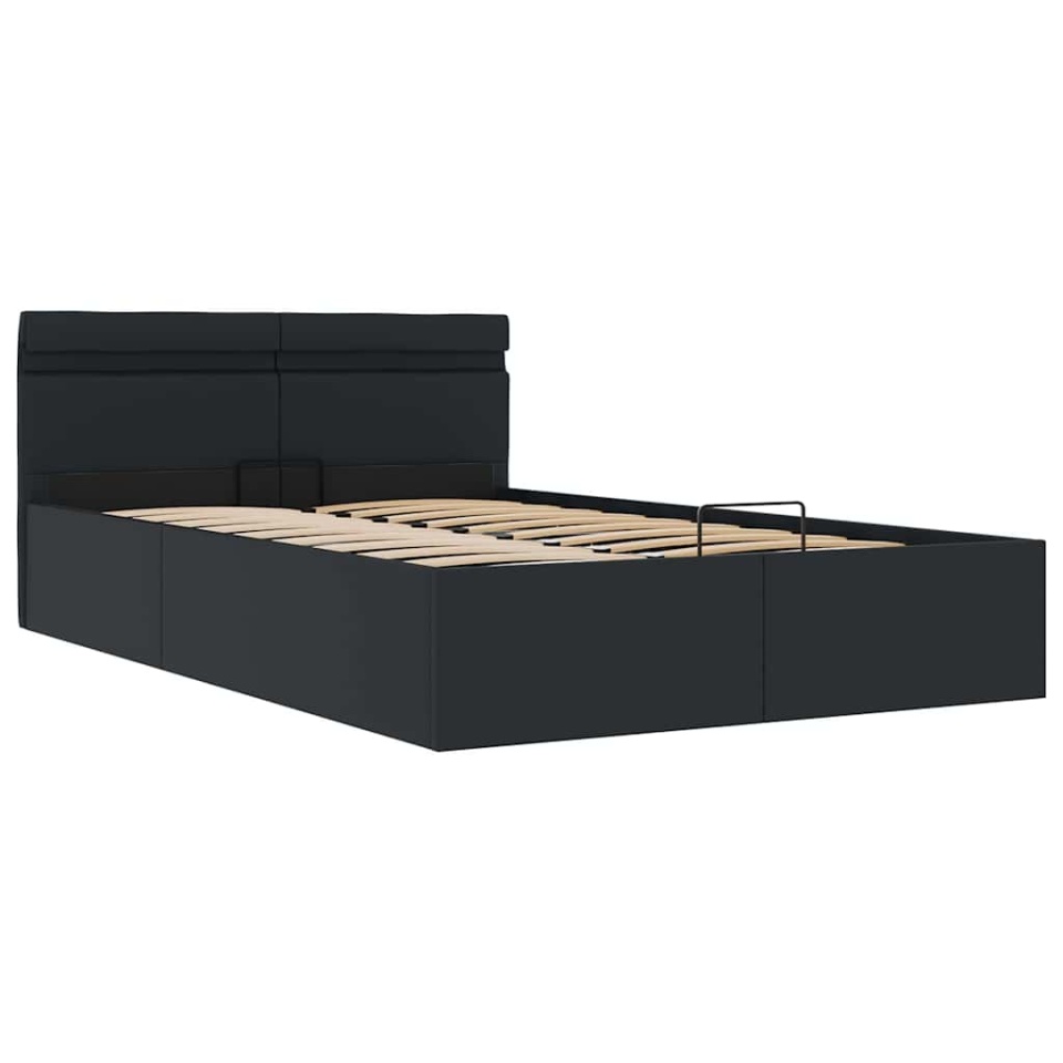 Cadru pat hidraulic ladă cu LED negru 120x200cm piele ecologică - 2 | YEO