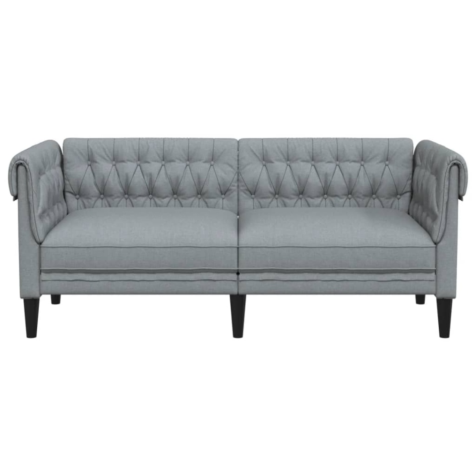 Canapea Chesterfield cu 2 locuri, gri deschis, material textil - 3 | YEO