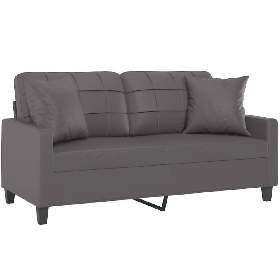 Canapea cu 2 locuri cu pernuțe, gri, 140 cm, piele ecologică - 2 | YEO