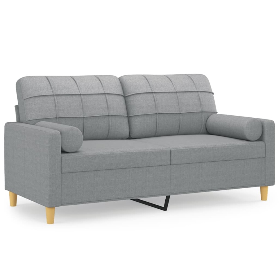 Canapea cu 2 locuri cu pernuțe, gri deschis, 140 cm, textil - 1 | YEO