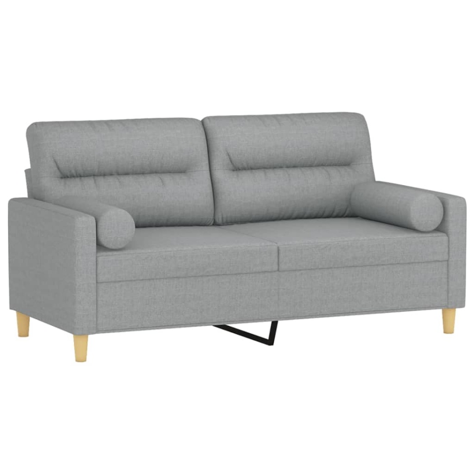 Canapea cu 2 locuri cu pernuțe, gri deschis, 140 cm, textil - 2 | YEO