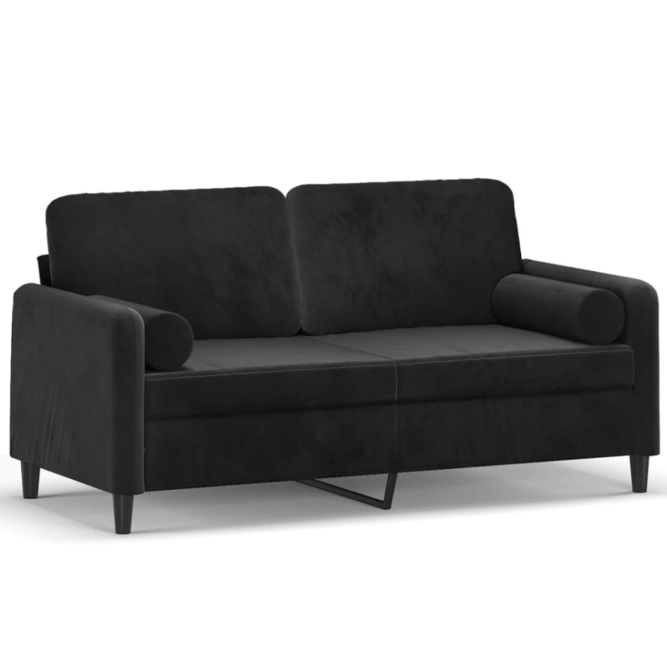 Canapea cu 2 locuri cu pernuțe, negru, 140 cm, catifea - 1 | YEO