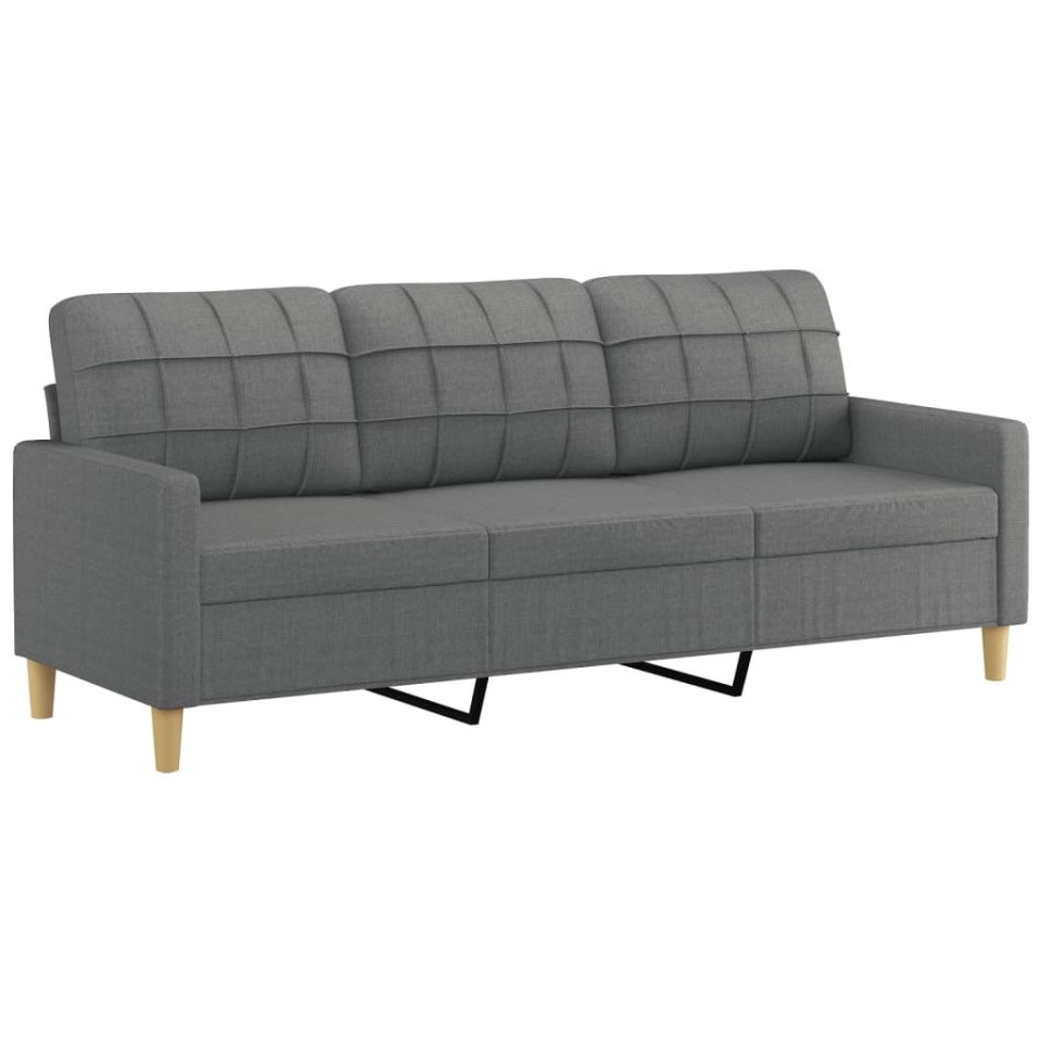 Canapea cu 3 locuri cu pernuțe, gri închis, 180 cm, textil - 3 | YEO