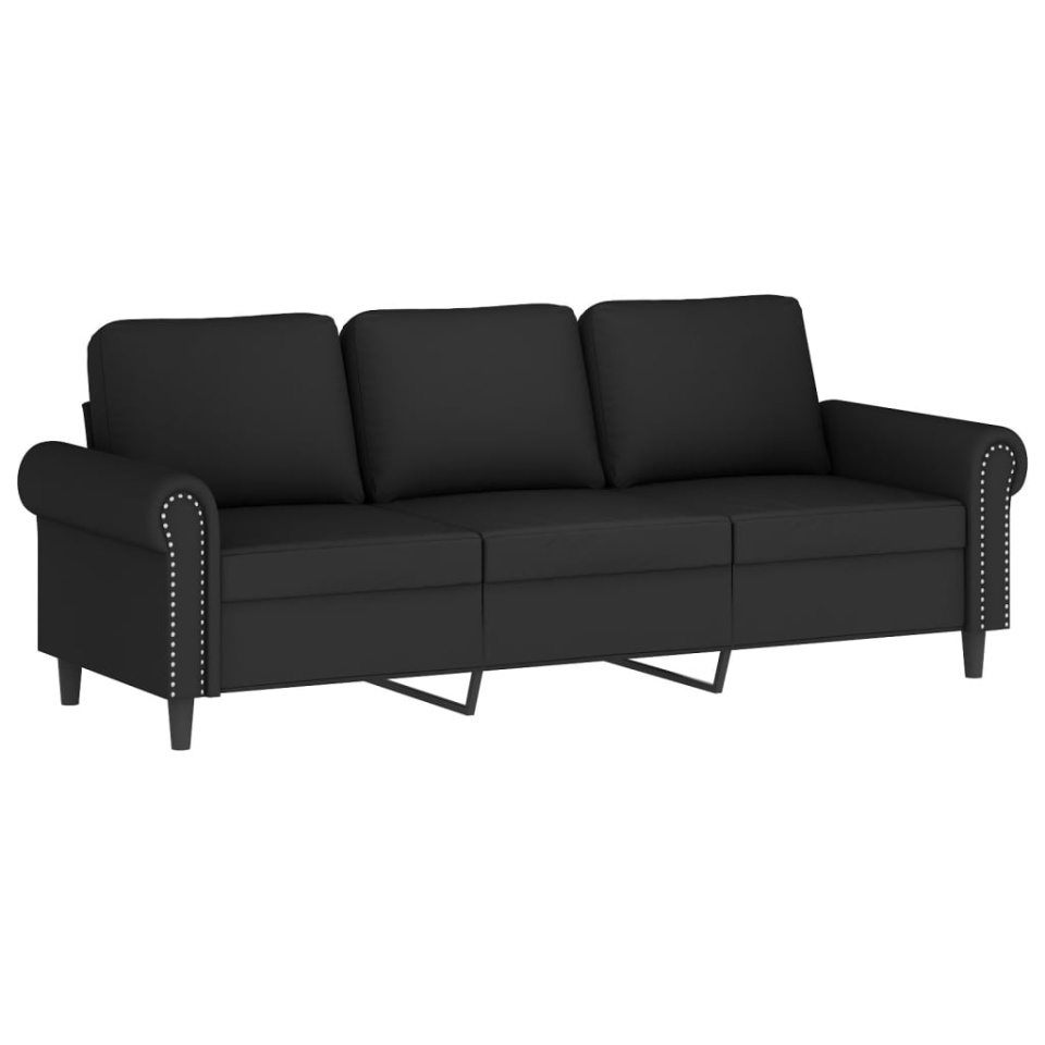 Canapea cu 3 locuri cu pernuțe, negru, 180 cm, catifea - 3 | YEO