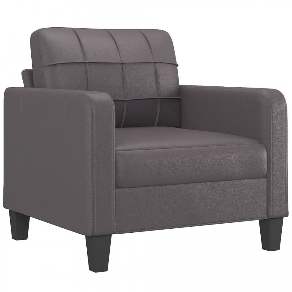 Canapea de o persoană, gri, 60 cm, piele ecologică - 1 | YEO