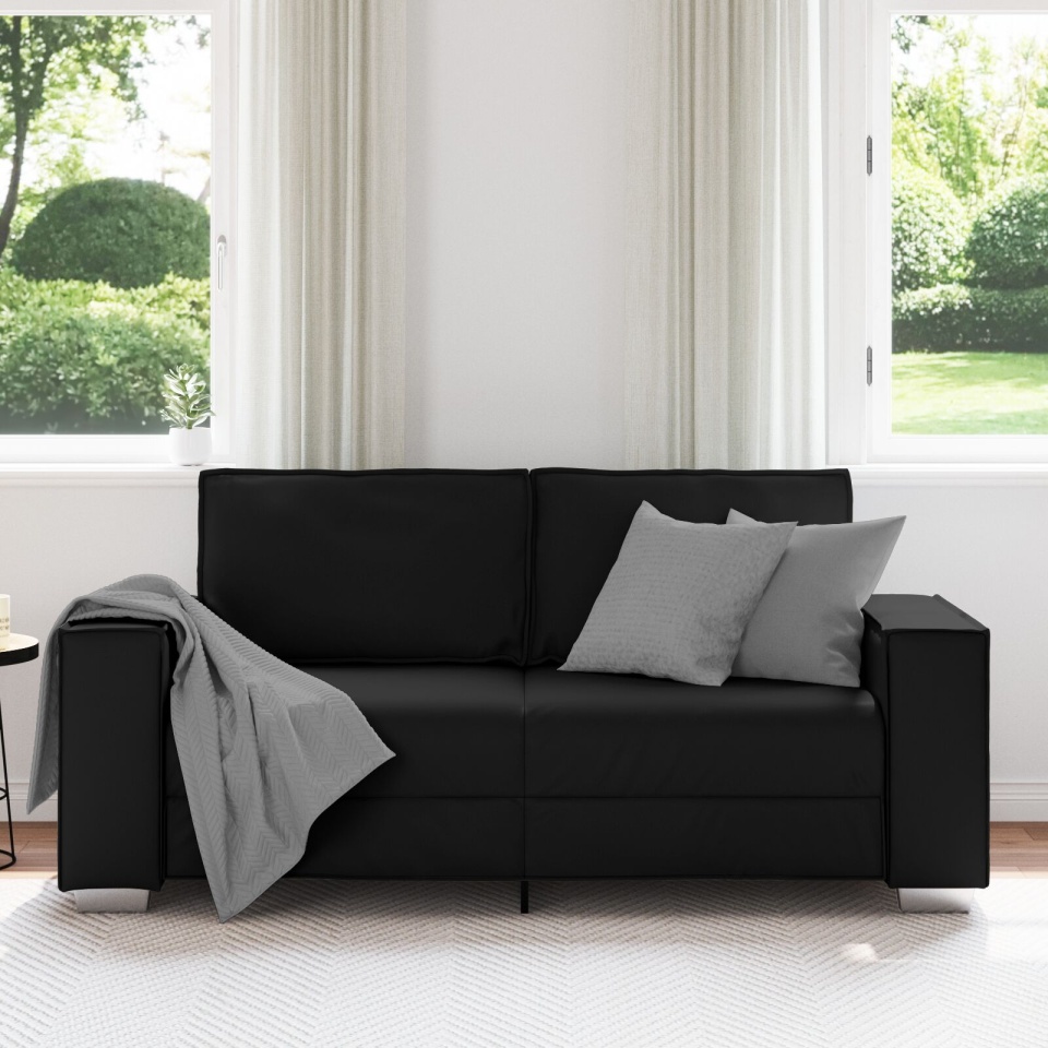 Canapea Loveseat Neagră 140 cm din Piele Sintetică - 2 | YEO