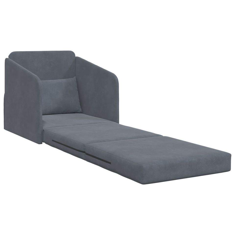 Canapea pat 2 în 1 gri închis 65x80x83 cm catifea - 3 | YEO
