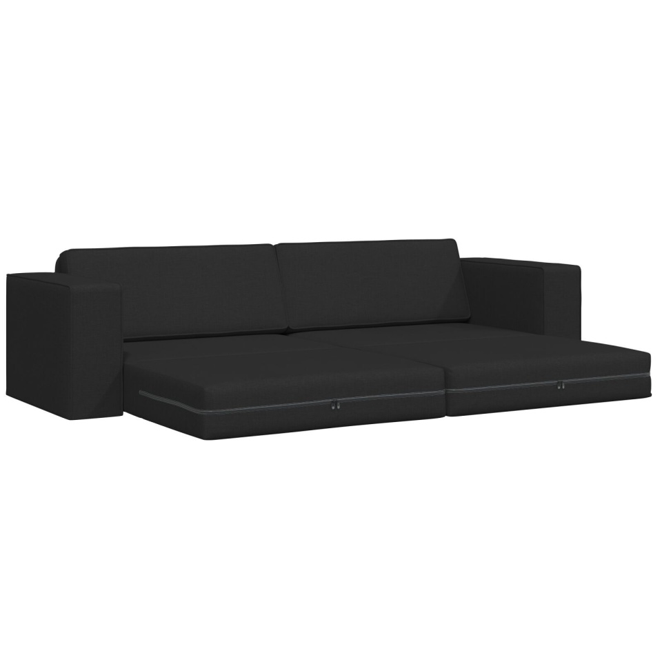 Canapea Pat 2-in-1 Neagră 245x150x60.5 cm Țesătură - 2 | YEO