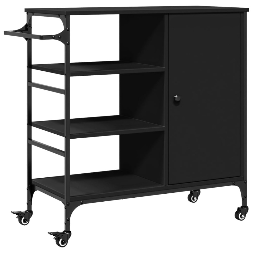 Cărucior de bucătărie, negru, 87,5x38,5x84,5cm, lemn prelucrat - 1 | YEO
